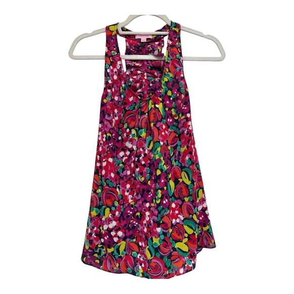 Lilly Pulitzer Floral Ruched Back Sleeveless Blouse – Size Small EUC - Picture 1 of 4